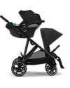 Cybex Gazelle S Stroller - Black-Moon Black - from Birth up to 4 Years - Multifunctional Double Pushchairs