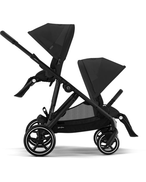 Cybex Gazelle S Stroller - Black-Moon Black - from Birth up to 4 Years - Multifunctional Double Pushchairs