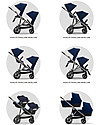 Cybex Gazelle S Stroller - Black/Navy Blue - From Single to Double! Double Pushchairs