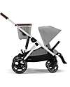 Cybex Gazelle S Stroller - Silver Frame - Stone Grey - from Birth up to 4 Years - Multifunctional Double Pushchairs