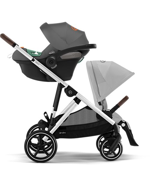 Cybex Gazelle S Stroller - Silver-Lava Grey - from Birth up to 4 Years - Multifunctional Double Pushchairs
