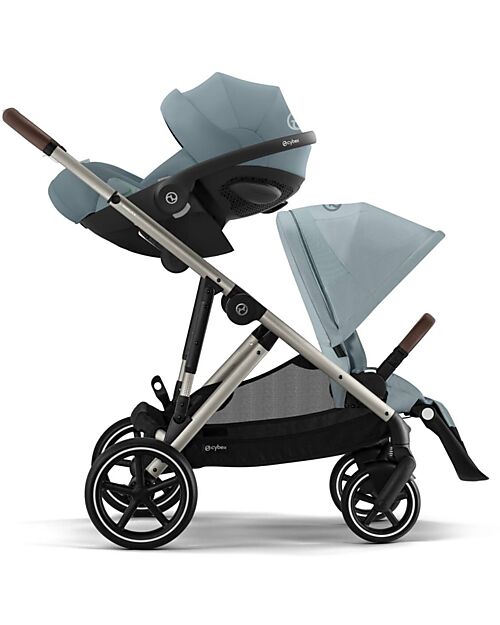 Cybex Gazelle S Stroller - Taupe Frame - Stormy Blue - from Birth up to 4 Years - Multifunctional Double Pushchairs