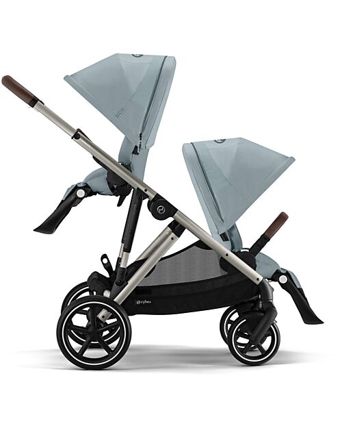 Cybex Gazelle S Stroller - Taupe Frame - Stormy Blue - from Birth up to 4 Years - Multifunctional Double Pushchairs