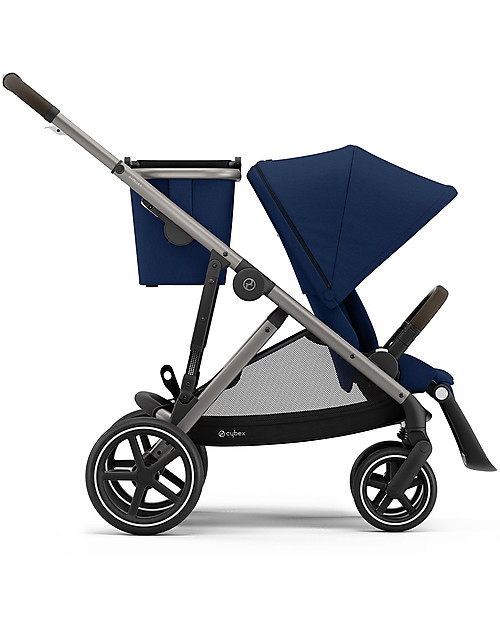 Cybex Gazelle S Stroller - Taupe/Navy Blue - From Single to Double! Double Pushchairs