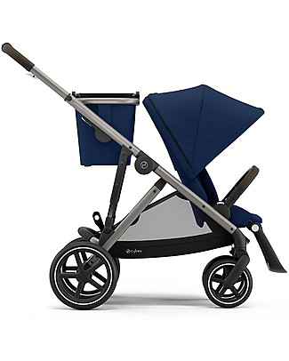 Cybex Gazelle S Stroller - Taupe/Navy Blue - From Single to Double! Double Pushchairs