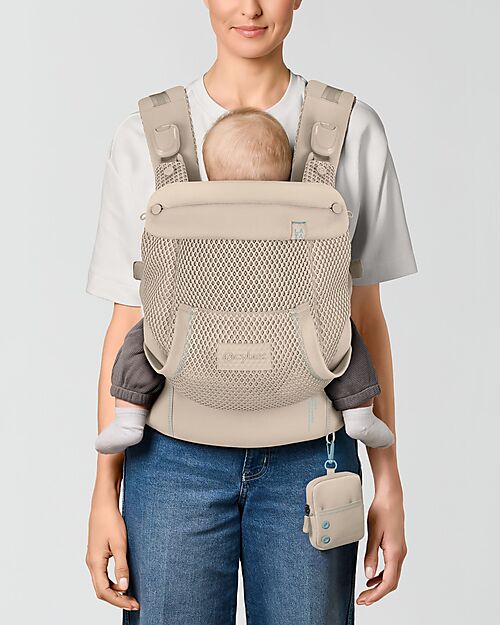 Cybex Laya Carrier - Almond Beige - Ergonomic and Breathable from Birth up to 3 Years Baby Carriers