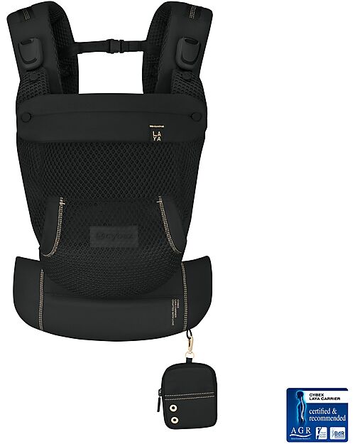 Cybex Laya Carrier - Magic Black - Ergonomic and Breathable from Birth up to 3 Years Baby Carriers