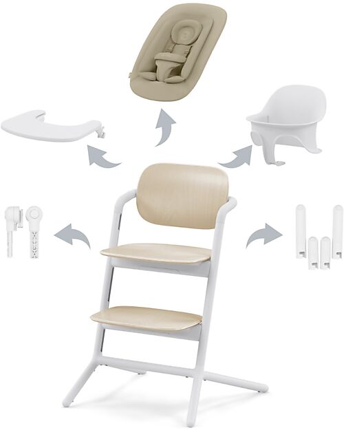 Cybex Lemo 4in1 Evolutive Highchair - Sand White / White High Chairs
