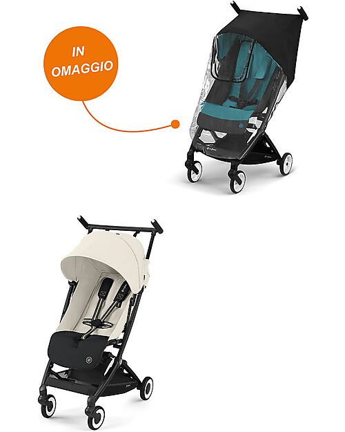 Cybex Libelle Stroller - Canvas White - Black Frame Detail - New Model + Free Rain Cover Lights Strollers