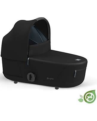 Cybex Lux Plus Mios Carry Cot - Onyx Black - Urban Style! - Concious Collection  Fabric Made from 21
Recycled Plastic Bottles Pram Systems