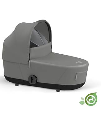 Cybex Lux Plus Mios Carry Cot -  Pearl Grey - Urban Style! - Concious Collection  Fabric Made from 21
Recycled Plastic Bottles Pram Systems