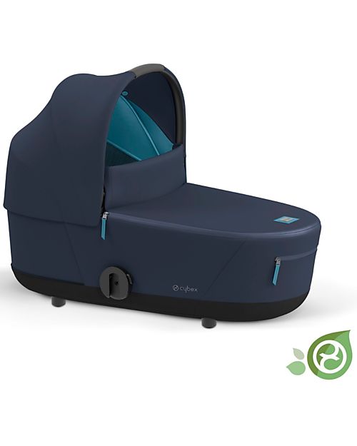 Cybex Lux Plus Mios Carry Cot -  Pearl Grey - Urban Style! - Concious Collection  Fabric Made from 21
Recycled Plastic Bottles Pram Systems