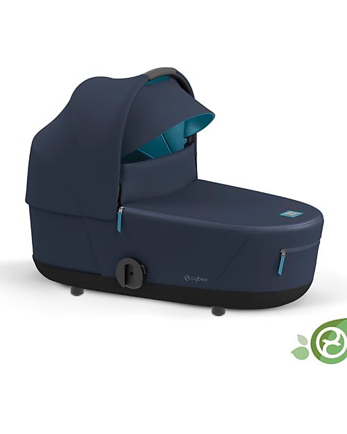Cybex Lux Plus Mios Carry Cot -  Pearl Grey - Urban Style! - Concious Collection  Fabric Made from 21
Recycled Plastic Bottles Pram Systems