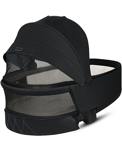 Cybex Lux Priam Carry Cot - Deep Black - Comfy and Spacious Pram Systems