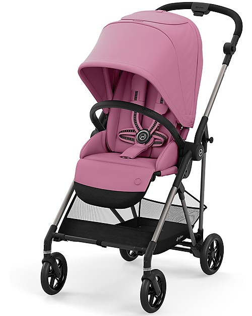 Cybex Melio 2 Stroller - Magnolia Pink - Ultra-Light from Birth! Lights Strollers
