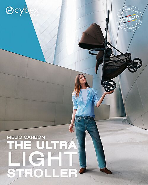 Cybex Melio Carbon Stroller - Chocolate Brown - Ultra-Lightweight with Carbon Frame Lights Strollers