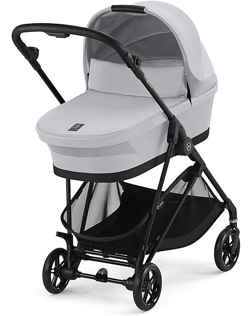 Cybex Melio Carrycot - Fog Grey - Comfortable and Easy to Carry Pram Systems