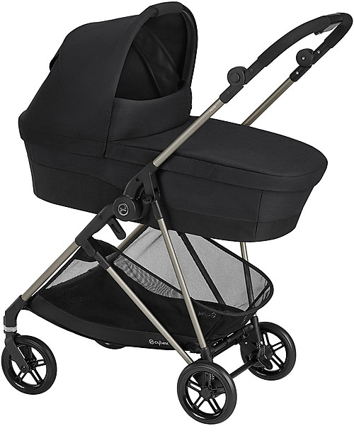 Cybex Melio Cot - Deep Black - Roomy and Sheltered Pram Systems