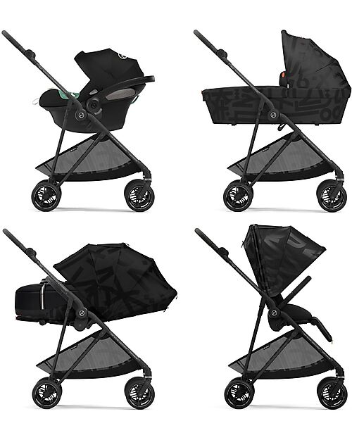 Cybex Melio Street Stroller - Real Black - Street Art Design - from Birth up to 15kg Lights Strollers
