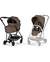 Cybex MIOS Duo Comfort - Matt Black Frame with Seat and Foldable Carrycot Coconut Brown Foot Board