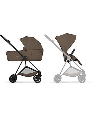 Cybex MIOS Duo Comfort - Matt Black Frame with Seat and Foldable Carrycot Coconut Brown Foot Board