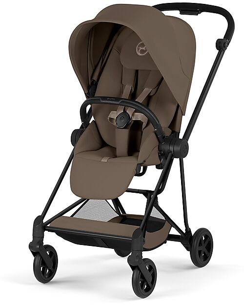 Cybex MIOS Duo Comfort - Matt Black Frame with Seat and Foldable Carrycot Coconut Brown Foot Board