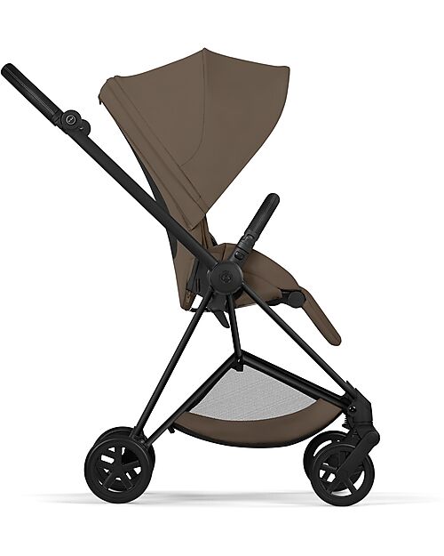 Cybex MIOS Duo Comfort - Matt Black Frame with Seat and Foldable Carrycot Coconut Brown Foot Board