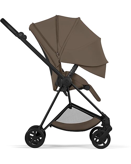 Cybex MIOS Duo Comfort - Matt Black Frame with Seat and Foldable Carrycot Coconut Brown Foot Board