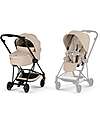 Cybex MIOS Duo Comfort - Matt Black Frame with Seat and Foldable Carrycot Cozy Beige Foot Board