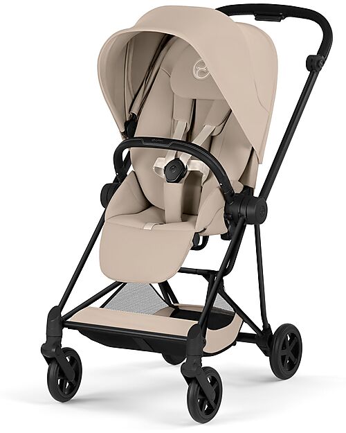 Cybex MIOS Duo Comfort - Matt Black Frame with Seat and Foldable Carrycot Cozy Beige Foot Board
