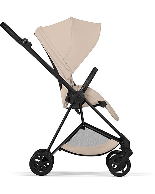 Cybex MIOS Duo Comfort - Matt Black Frame with Seat and Foldable Carrycot Cozy Beige Foot Board
