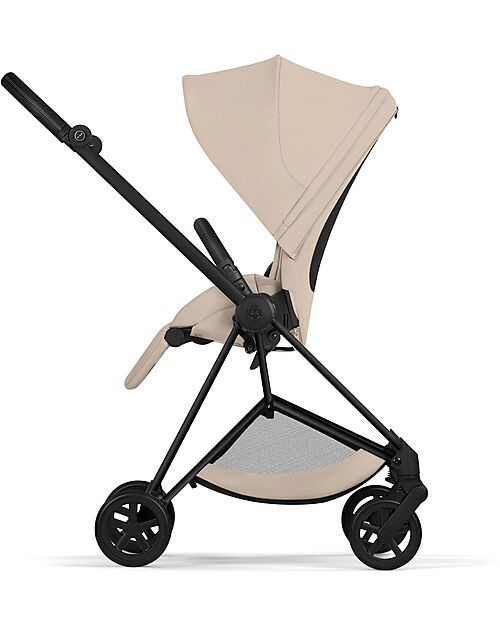 Cybex MIOS Duo Comfort - Matt Black Frame with Seat and Foldable Carrycot Cozy Beige Foot Board
