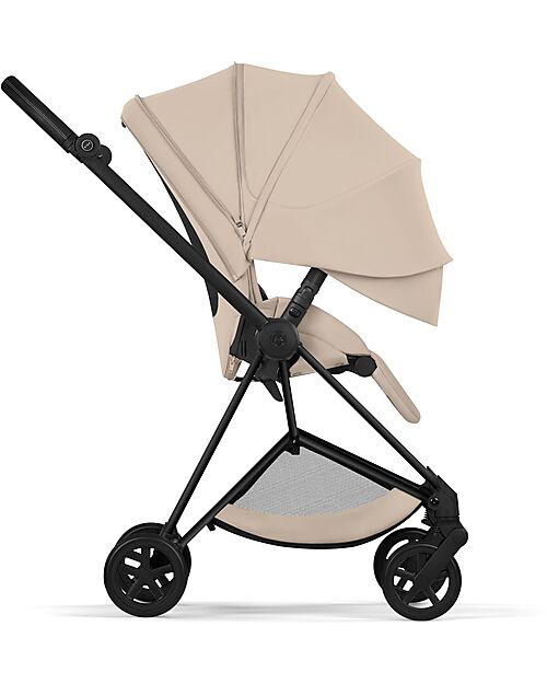 Cybex MIOS Duo Comfort - Matt Black Frame with Seat and Foldable Carrycot Cozy Beige Foot Board
