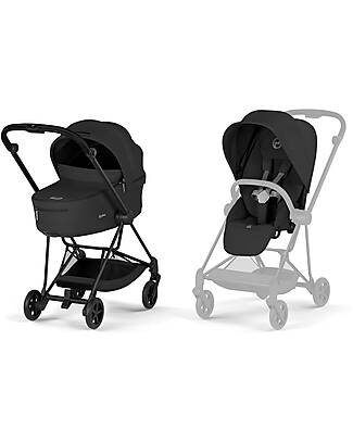Cybex MIOS Duo Comfort - Matt Black Frame with Seat and Foldable Carrycot Sepia Black Foot Board