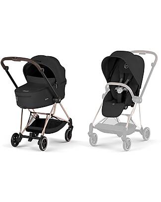 Cybex MIOS Duo Comfort - Rosegold Frame with Seat and Foldable Carrycot Sepia Black Foot Board