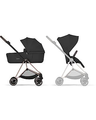 Cybex MIOS Duo Comfort - Rosegold Frame with Seat and Foldable Carrycot Sepia Black Foot Board