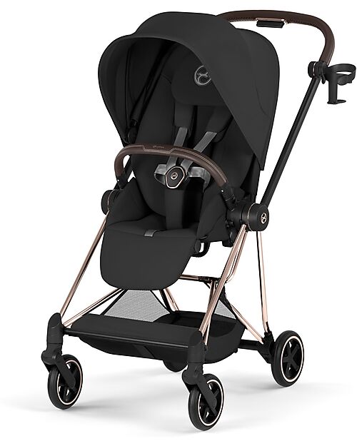 Cybex MIOS Duo Comfort - Rosegold Frame with Seat and Foldable Carrycot Sepia Black Foot Board