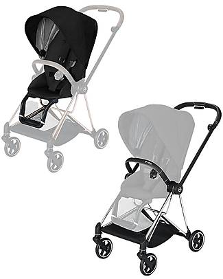 Cybex Mios Stroller - Chrome Black Frame and Black Seat Set Lights Strollers