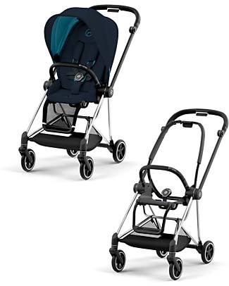 Cybex Mios3 Platinum Stroller - Chrome Black Frame and Midnight Blue Seat Pack Pushchairs