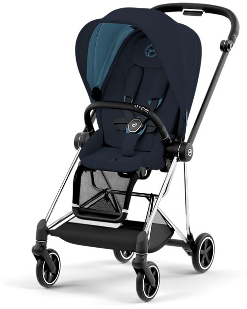 Cybex Mios3 Platinum Stroller - Chrome Black  Frame and Midnight Blue Seat Pack Pushchairs