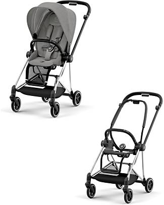 Cybex Mios3 Platinum Stroller - Chrome Black Frame and Soho Grey Seat Pack Pushchairs