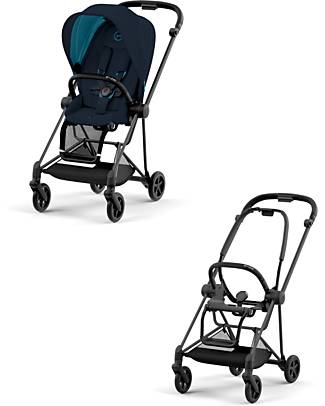 Cybex Mios3 Platinum Stroller - Matt Black Frame and Midnight Blue Seat PAck Pushchairs