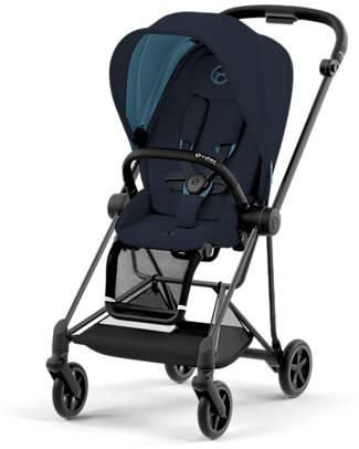 Cybex Mios3 Platinum Stroller - Matt Black Frame and Midnight Blue Seat PAck Pushchairs