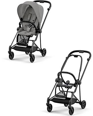 Cybex Mios3 Platinum Stroller - Matt Black Frame and Soho Grey Seat Pack Pushchairs