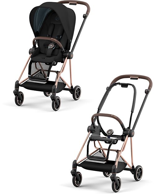 Cybex Mios3 Platinum Stroller - Rose Gold Frame and Deep Black Seat Pack Pushchairs