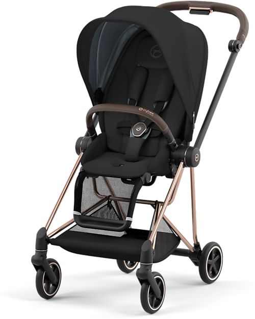 Cybex Mios3 Platinum Stroller - Rose Gold Frame and Deep Black Seat Pack Pushchairs