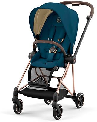 Cybex Mios3 Platinum Stroller - Rose Gold Frame and Mountain Blue Seat Pack Pushchairs
