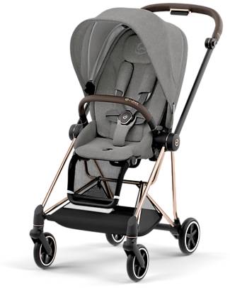 Cybex Mios3 Platinum Stroller - Rose Gold Frame and Soho Grey Seat Pack Pushchairs