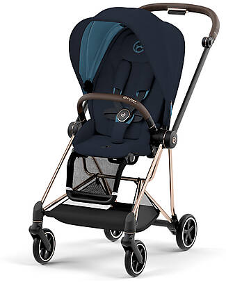 Cybex Mios3 Platinum Stroller Seat Pack + Car Seat + Carry Cot - Rose Gold and Midnight Blue Trio and Duo Strollers