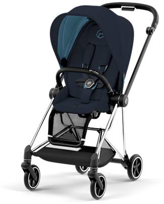 Cybex Mios3 Stroller - Chrome Black Frame and Seat Pack Midnight Blue Pushchairs
